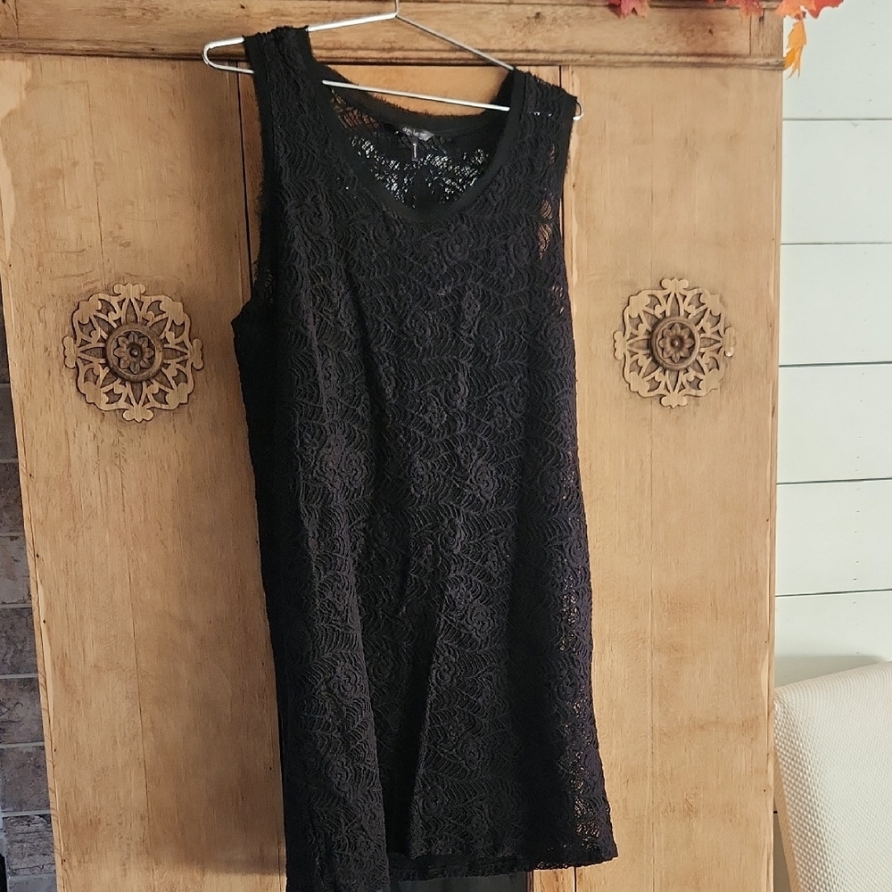 Daisy Fuentes Black Lace Cover Up, Size XL